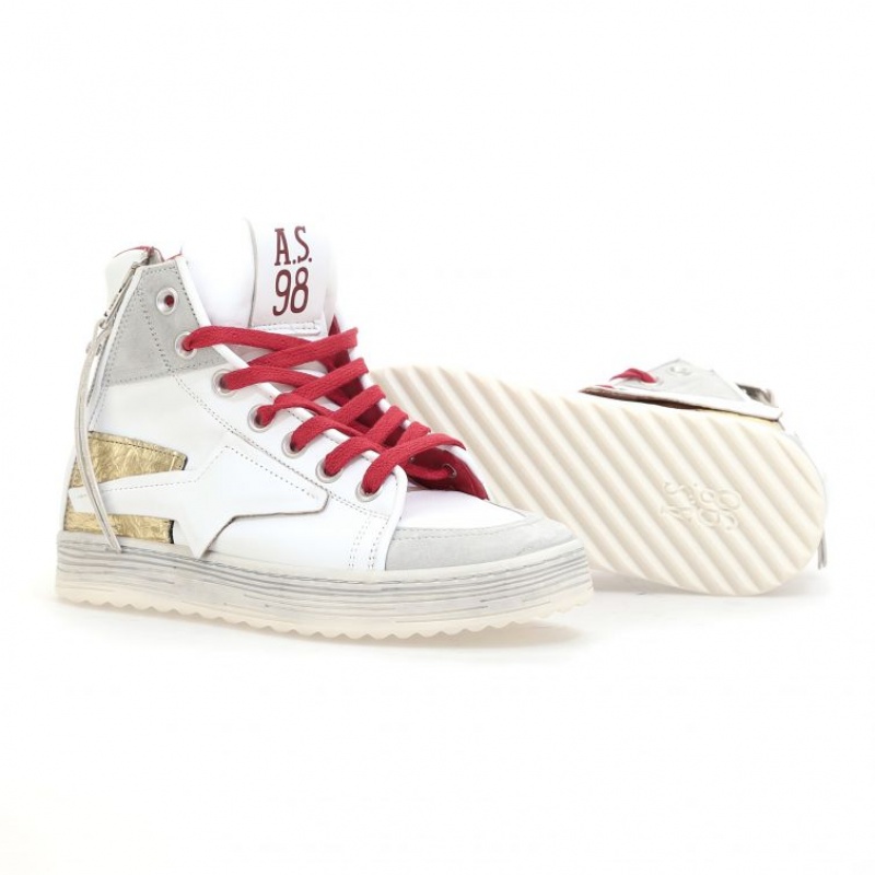 Basket A.S.98 Aileen Femme Blanche Rouge | FR-781602FQH