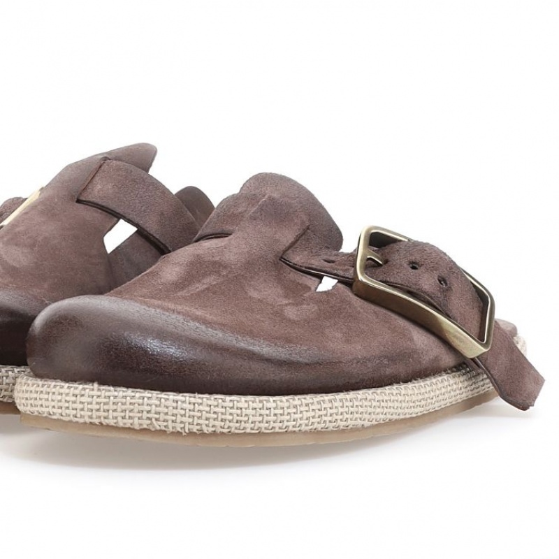 flat shoes A.S.98 Mules Mike Homme Marron | FR-062395FYI