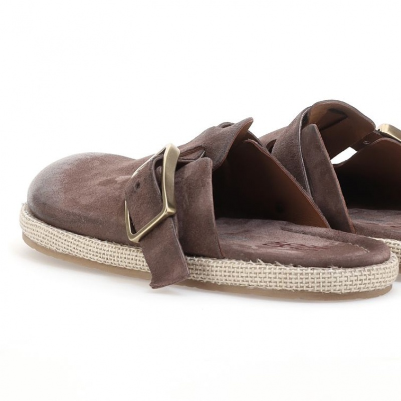 flat shoes A.S.98 Mules Mike Homme Marron | FR-062395FYI