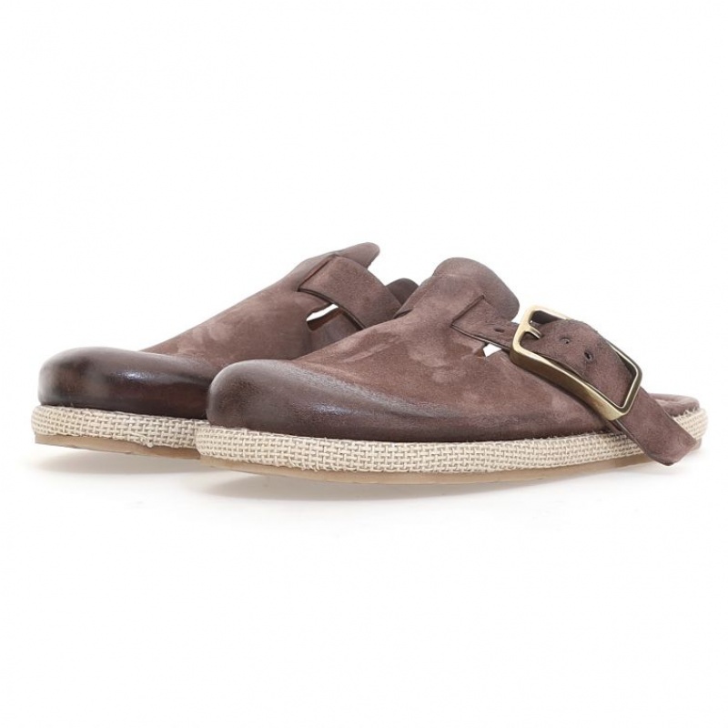 flat shoes A.S.98 Mules Mike Homme Marron | FR-062395FYI