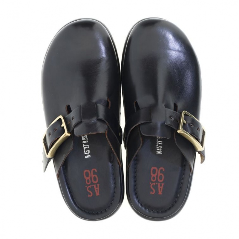 flat shoes A.S.98 Mules Mike Homme Noir | FR-759346LDY